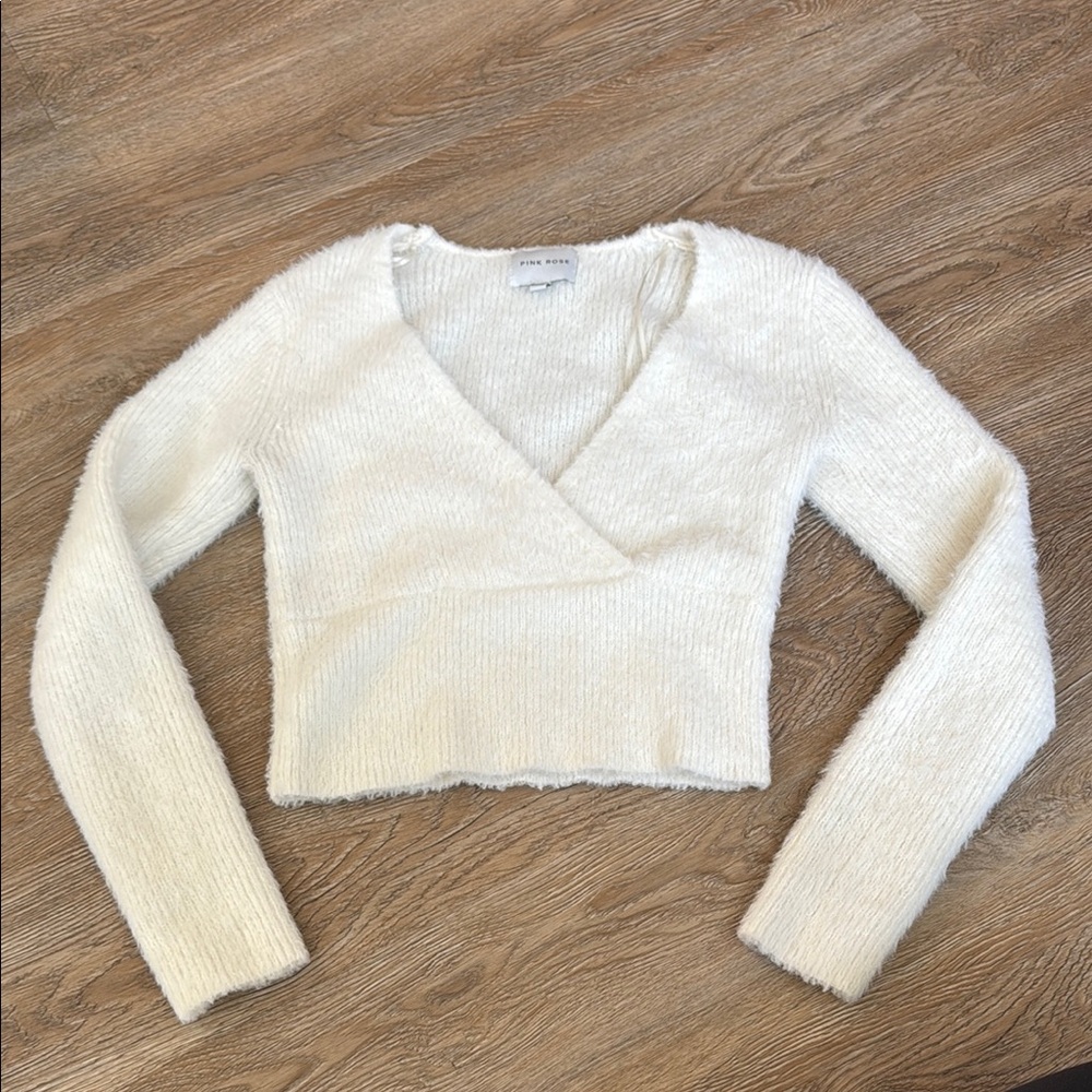 White Fuzzy Knit Sweater